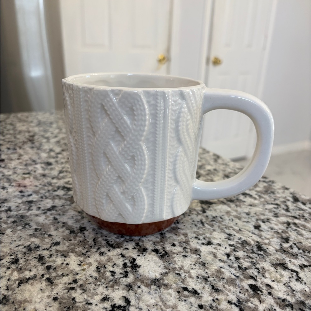 Textured White Mug with Brown Base